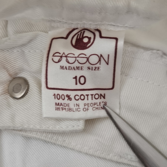 Vintage - NWOT - Sasson Jeans - White - Cotton - Size 10 - Picture 4 of 7